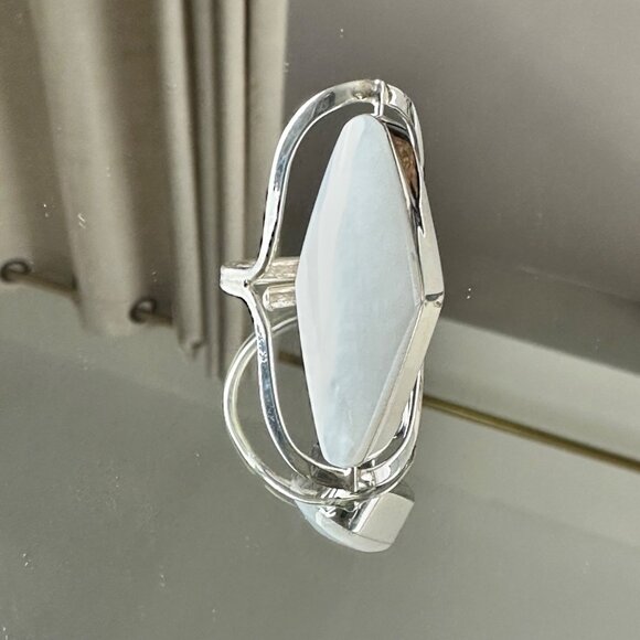 Silver 925 Adjustable Ring With Large Abalone Stone Unique Handcrafted Jewelry P - Picture 2 of 9